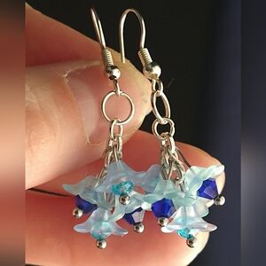 Elegant Handmade Blue Floral Bouquet 💐 Earrings
